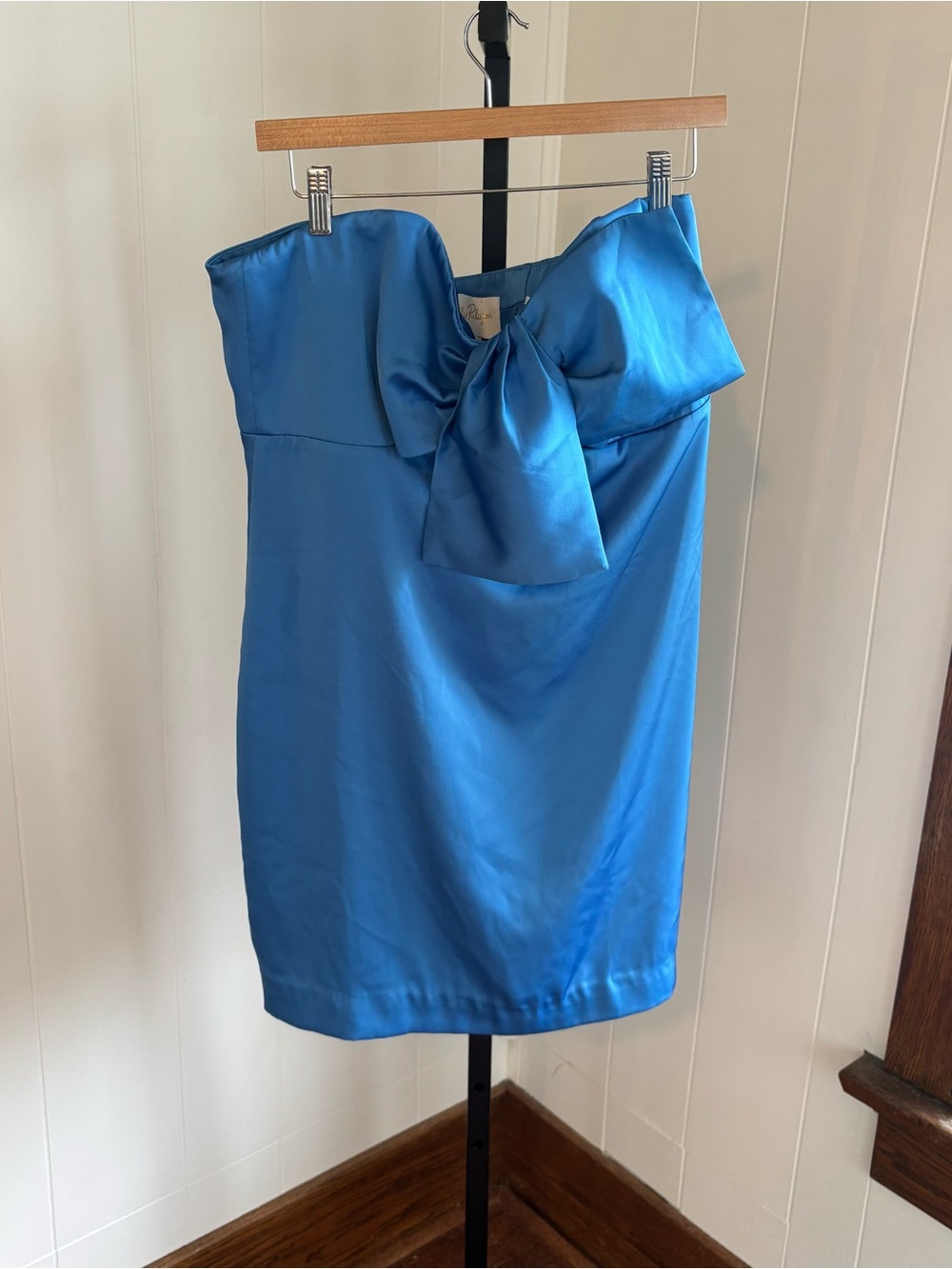 Lilly Pulitzer Carlynn Strapless Satin Bow Dress Morelle Blue Womens 14